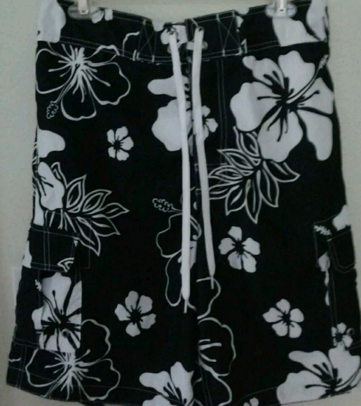 ❌SOLD❌Merona Floral Bathing Suit Trunk Board Shorts, M - Picture 2 of 8